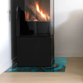 Tulup Ofenglas Funkenschutz Glas 50 x 50 cm Türkis