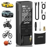 AGPTEK Elektrische Luftpumpe-150PSI & 7500mAh& 12V DC Reifendruckmesser Akku Kompressor, LCD Display mit LED Licht für Autos, Fahrräder & Motorradreifen, Bälle