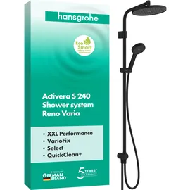 Hansgrohe Activera S Duschsystem Regendusche 240mm Mattschwarz 28074670