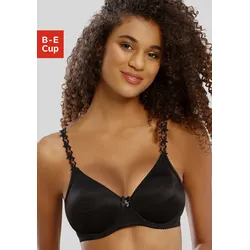 T-Shirt-BH NUANCE, Damen, Gr. 75, Cup E, schwarz, Microtouch, Obermaterial: 70% Polyamid, 20% Elasthan, 10% Polyester, klassisch, BHs T-Shirt-BH BH Bügel-BH, mit Bügel, ohne Schale mit transparenten Stickerei Trägern, Dessous