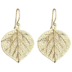Elli Blatt Natur Blätter Baum 925 Silber vergoldet Ohrringe   Damen 