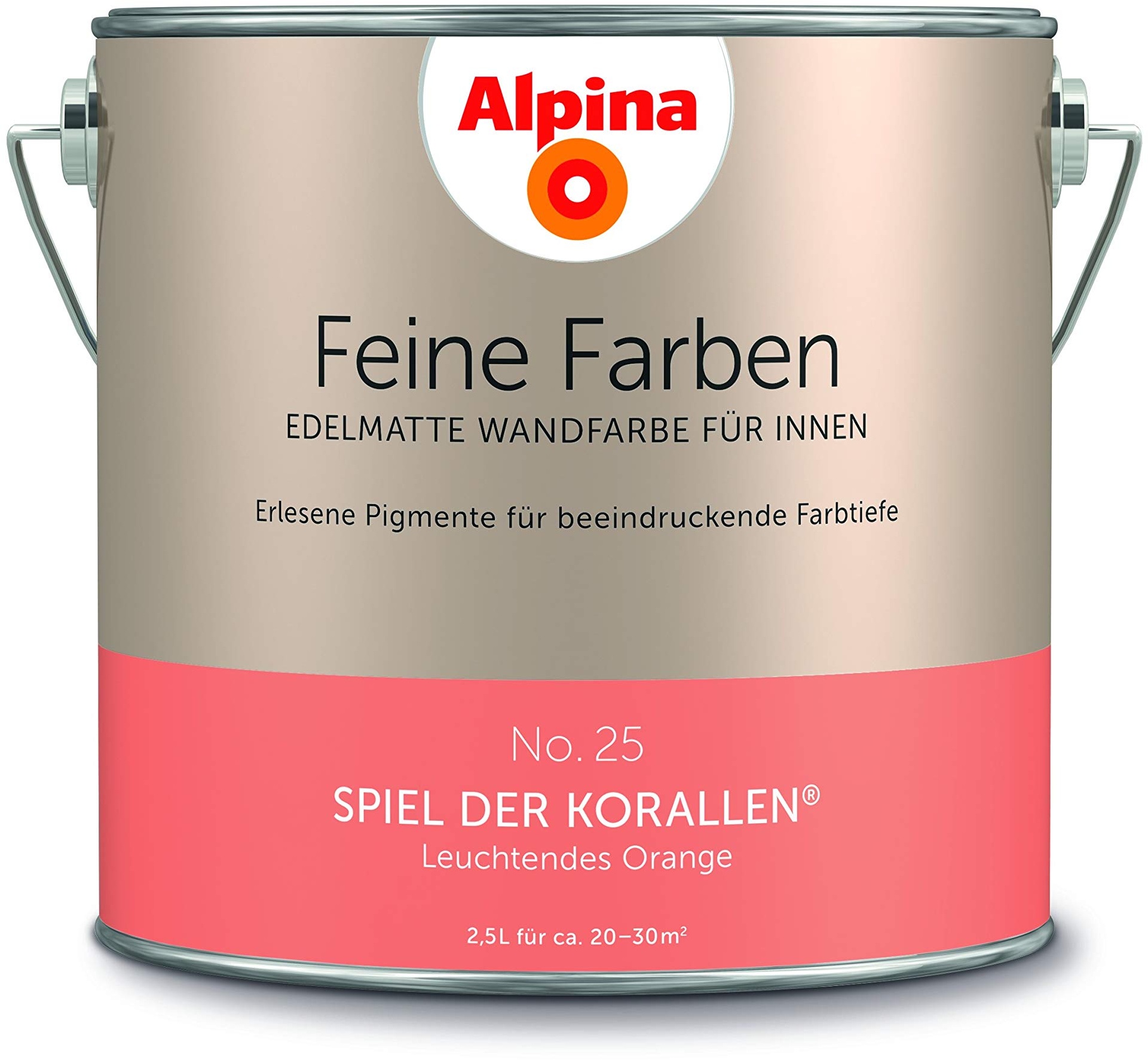Alpina 2,5 L. Feine Farben, Farbwahl, Edelmatte Wandfarbe für Innen (No.25 Spiel der Korallen - Leuc