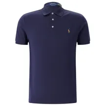 Ralph Lauren Polo Ralph Lauren für Herren. 710713130006 Maßgeschneidertes Slim Fit Poloshirt aus weicher navyfarbener Baumwolle (L), Lässig, Kurzarm, Mar