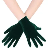 EORUBE 1920s Handschuhe für Damen Handgelenklange Kurze Samt Handschuhe Party Kostüm Handschuhe (Dunkelgrün) - Einheitsgröße