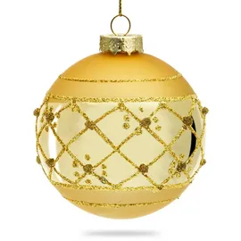 SIKORA Highlights 4er Set Christbaumkugeln aus Glas Gold Weihnachtskugel Christbaumschmuck, Farbe | Modell:Modell Wien Gold, Höhe in cm:8 cm