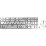 Cherry DW 9100 SLIM, Kabelloses Tastatur- und Maus-Set, Pan-Nordisches Layout (QWERTY), Bluetooth- & Funkverbindung, Leise Tasten, Wiederaufladbar, Weiß-Silber