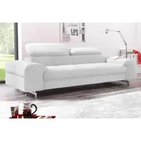 3-Sitzer COTTA "Chef" Sofas Gr. B/H/T: 232cm x 72cm x 105cm, Kunstleder SOFTLUX, mit Kopfteilverstellung, weiß (altweiß) 3-Sitzer mit eleganter Steppung, Bodenfreiheit 12,5 cm