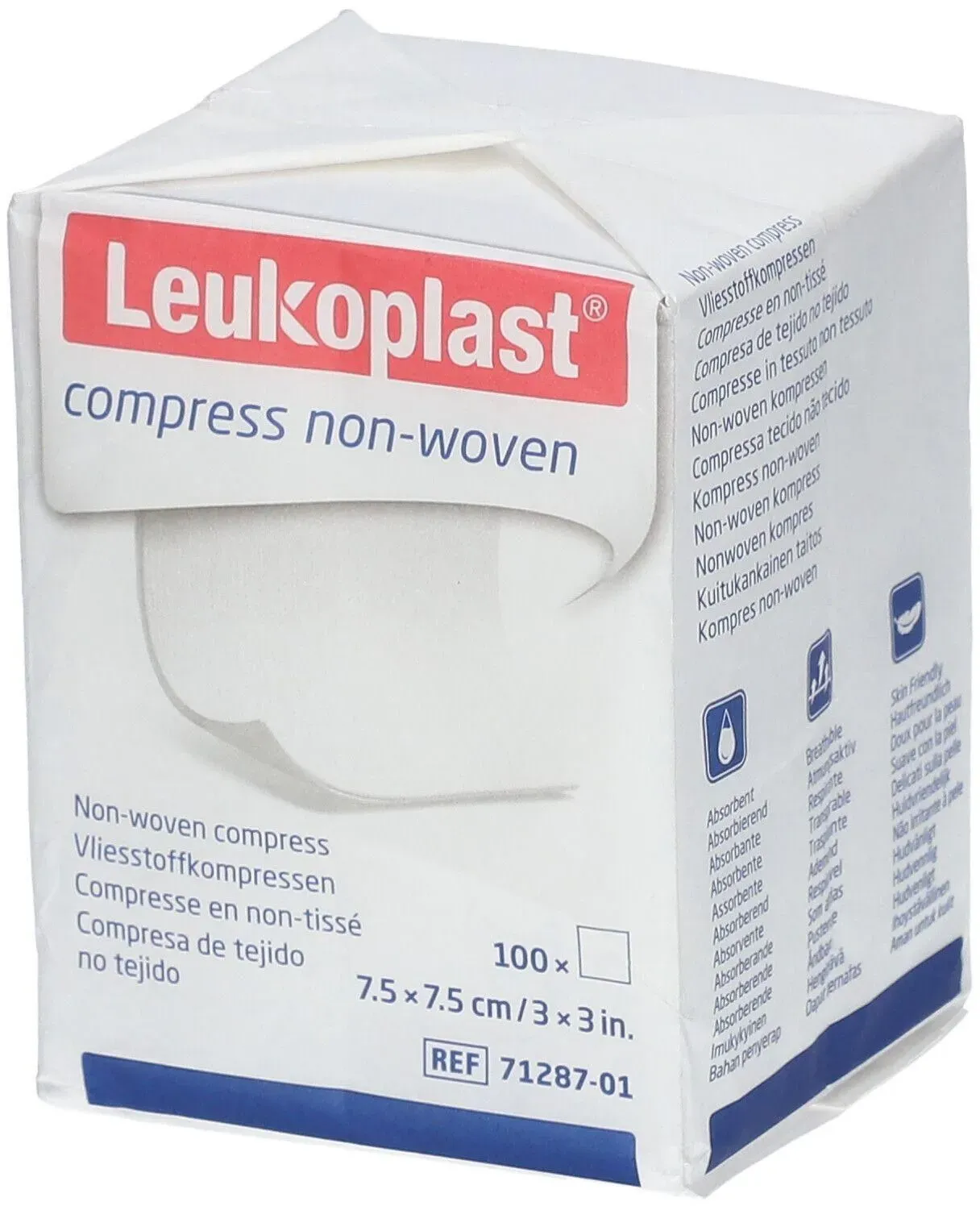 Leukoplast® Compress Non-Woven 7,5 cm x 7,5 cm 4x100 St Compressen