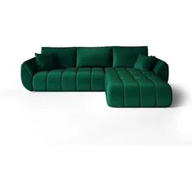 cornero Eckcouch Velours 3-Sitzer Grün
