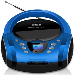 Cyberlux CL-710 tragbarer CD-Player (CD, Kinder CD Player tragbar, Boombox, Musikbox, FM Radio mit MP3 USB) blau