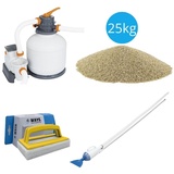 Bestway - Poolsauger AquaCrawl & Sandfilterpumpe 5678 L/u & Filtersand 25 kg & WAYS Scheuerbürste