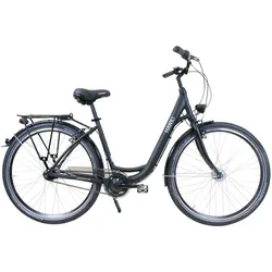 HAWK City Wave Easy Black Damen 28 Zoll - Leichtes Fahrrad 7 Gang Shimano Nabenschaltung, Felgenbremse & Nabendynamo