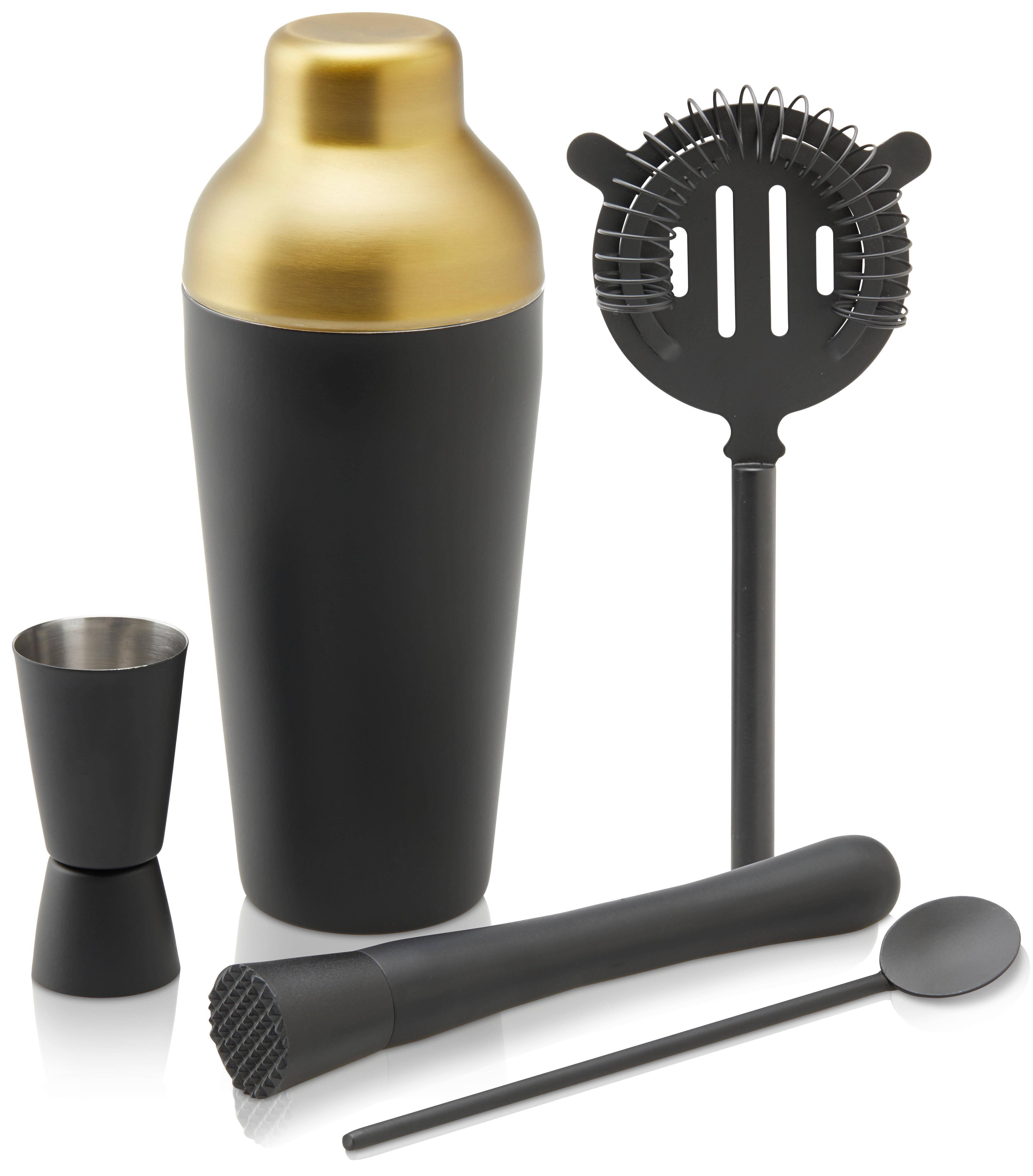 Cocktail-Set Glamour in Schwarz/Goldfarben,5-teilig