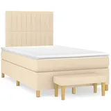 vidaXL Boxspringbett mit Matratze Creme 120x190 cm Stoff