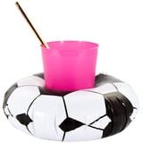 Oblique Unique® Aufblasbarer Getränkehalter Trinkhalter Flamingo Einhorn Donut Fußball Palme - wählbar - Cup Holder Mini Pool Spielzeug (Fußball)