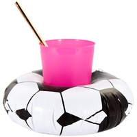 Oblique-Unique® Aufblasbarer Getränkehalter Trinkhalter Flamingo Einhorn Donut Fußball Palme - wählbar - Cup Holder Mini Pool Spielzeug (Fußball)