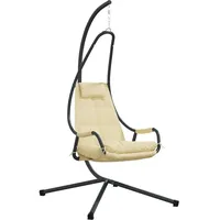 VidaXL Hängestuhl mit Gestell und Kissen Beige Stahl