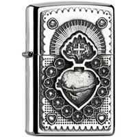 Zippo Mexican Heart, High Polish Chrome, Emblem - Nachfüllbar - Wiederverwendbar - Windfestes Design - Geschenkbox - Made in USA