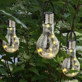 GLOBO Solarleuchte Edelstahl Glas Dämmerungssensor spritzwassergeschützt silber