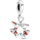 PANDORA DISNEY Charm Anhänger "Mickey Mouse & Minnie Mouse Kuss" Silber Emaille Rot 790075C01