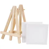 Stylex 2x Mini-Staffelei mit 2 Leinwände 7x7 cm / Keilrahmen