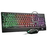 Rii Gaming Tastatur und Maus Set, Maus und Tastatur, RGB Hintergrundbeleuchtung QWERTZ (DE-Layout), Regenbogen Farben Beleuchtete USB Wasserdicht Tastatur und Maus mit 3200 für Pro PC Gamer