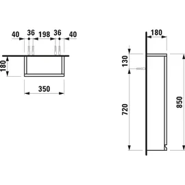 Laufen Pro A kleiner Hängeschrank 35 x 85 x 18 cm Weiß
