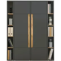 furn.design Aktenschrank Set Center in grau matt und Wotan Eiche Büro Schrank 5 OH 20 Fächer, Rechteckig, 140x200x40 cm