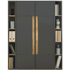 furn.design Aktenschrank Set Center in grau matt und Wotan Eiche Büro Schrank 5 OH 20 Fächer, Rechteckig, 140x200x40 cm