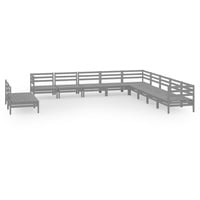 vidaXL 11-tlg Garten-Lounge-Set Massivholz Kiefer Grau