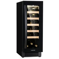 KlarsteinVinovilla 20 Built-In Weinkühlschrank 50l / 20 Flaschen Glastür EdelstahlSchwarz