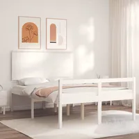 Seniorenbett mit Kopfteil 120x200 cm Weiß Massivholz