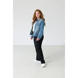 Base Level Curvy "Arah", Damen, Gr. 48, Länge 32, schwarz, Web, Obermaterial: 97% Polyester, 3% Elasthan, unifarben, loose fit extralang, Hosen Treggings, mit elastischem Bund