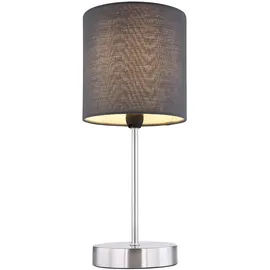 ETC Shop Tischleuchte Tischlampe Wohnzimmer Leselampe Textilschirm Nachttischlampe, anthrazit Ambiente-Licht, 1x E14, DxH 15x35 cm
