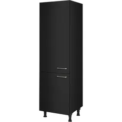 Kühlmodul NOBILIA ""Touch", für ein Kühl- und Gefrierschrank, Ausrichtung wählbar", schwarz (front: lacklaminat schwarz supermatt, korpus: schwarz), B:60cm H:216,6cm T:58,3cm, Schränke, vormontiert, Ausrichtung wählbar, Breite/Höhe: 60/216,6 cm
