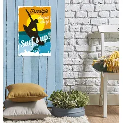 Metallbild QUEENCE "Surf's up", gelb (farbe bild(er): gelb), B:30cm H:45cm, Bilder, Stahlschilder