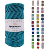 Sznurkomania, Baumwollkordel 3mm 100m, 46 Farben, Häkelkordel, Geflochten Baumwollkordel 3mm, Makramee Kordel, Makramee Garn, Premium Garn, Makramee Seil (Smaragd)