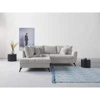 INOSIGN Ecksofa "Lörby L-Form" Sofas Gr. B/H/T: 224cm x 90cm x 191cm, Struktur weich, Ottomane links, Struktur weich, grau (hellgrau) Belastbarkeit bis 140kg pro Sitzplatz, auch mit Aqua clean-Bezug