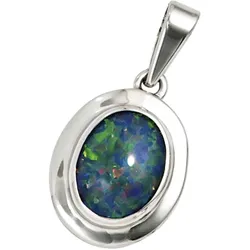 Ketten-Anhänger JOBO "Anhänger oval", weiß (weißgold 585), Schmuckanhänger, Damen, Weißgold 585, 585 Weißgold mit Opal-Triplette