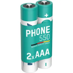 Telefon Akku AAA 550mAh 1.2V. 2 Stück. DECT silber No Size