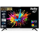 TuTu Fernseher 42 Zoll (106cm) Full HD LED TV Triple Tuner (DVB-T/T2-C-S/S2) HDMI USB CI/CI+ Hotelmodus USB-Media Player (2023)