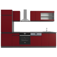 Vicco Küchenzeile R-Line J-Shape Anthrazit Rot 300 cm modern Küchenschränke Küchenmöbel