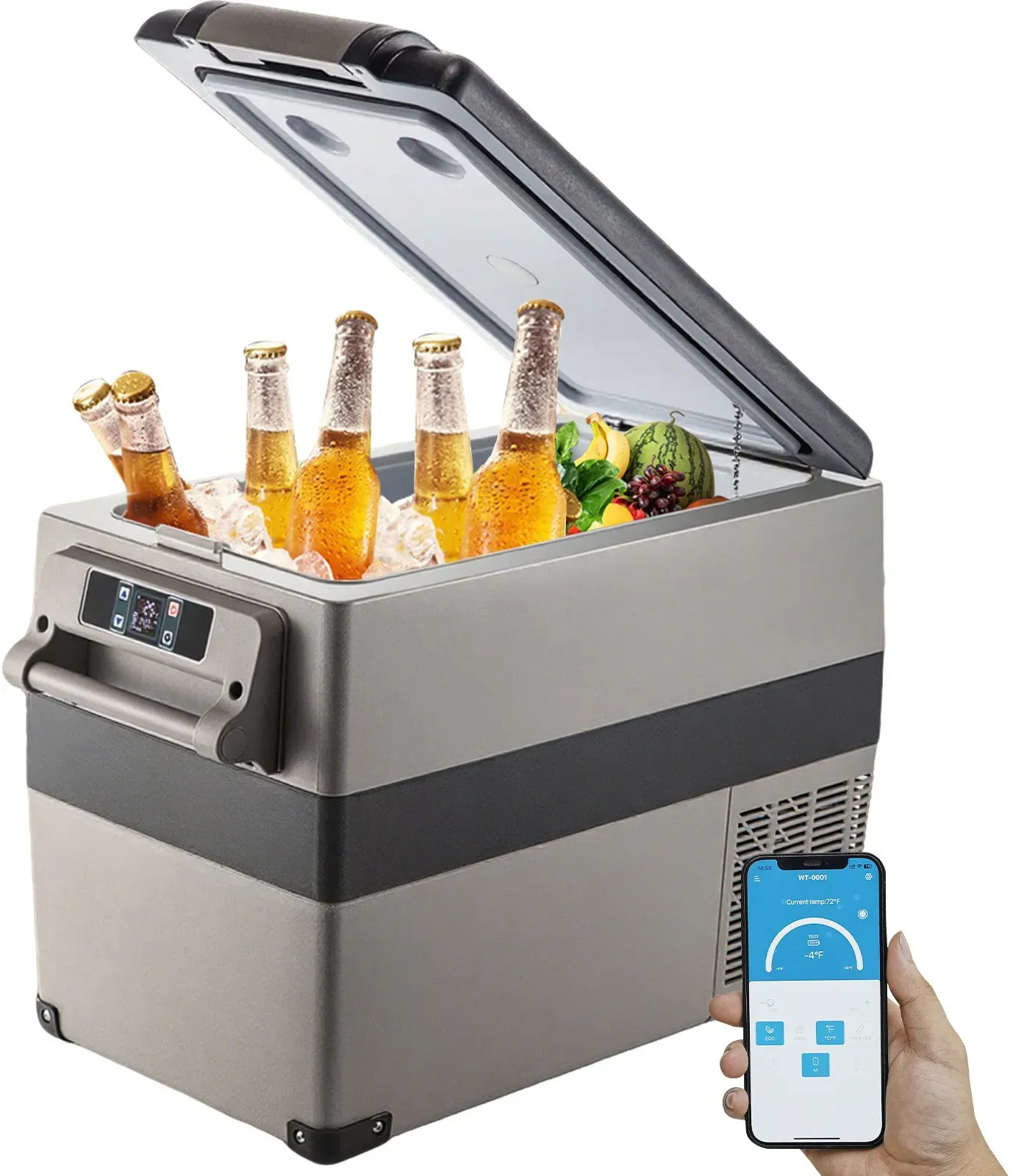 VEVOR Tragbare Kühlbox 45 L Auto Kühlschrank Kompressor-Kühlbox Mini-Kühlschrank Elektrische Gefrierbox Gefrierschrank für Auto Camping Lkw Boot