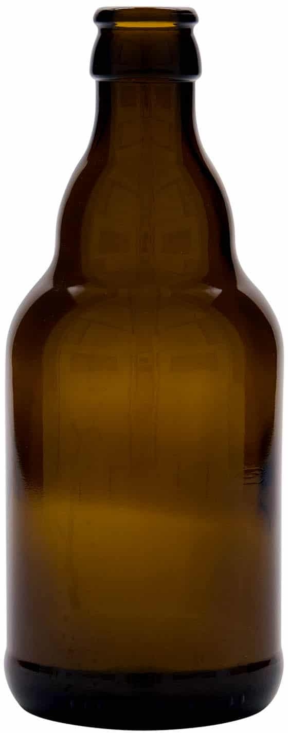 Bouteille de bière 330 ml 'Steinie', verre, marron, col : capsules couronnes