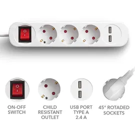 Trotec Steckdosenleiste PVH3 1,5 m Schwarz 3 St.