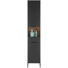 BASIC by Balculina Denver Hochschrank 38 x 195 cm Schwarz/Holz/Metall