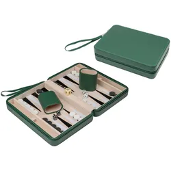 Philos-Spiele Backgammon Thasos, Reise, grün, Kunstleder, magnetisch, mit Tragegriff