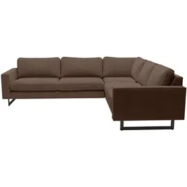 PLACES OF STYLE Ecksofa »Pinto, XXL, 250/290 cm, langer Schenkel, Ottomane«, Cord, Chenille, Lederoptik, mit Keder, Metallfüße, Wellenunterfederung