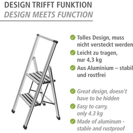 Wenko Alu-Design Klapptrittleiter 2 Stufen silber