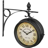 Relaxdays Bahnhofsuhr 34 cm 34 schwarz/beige